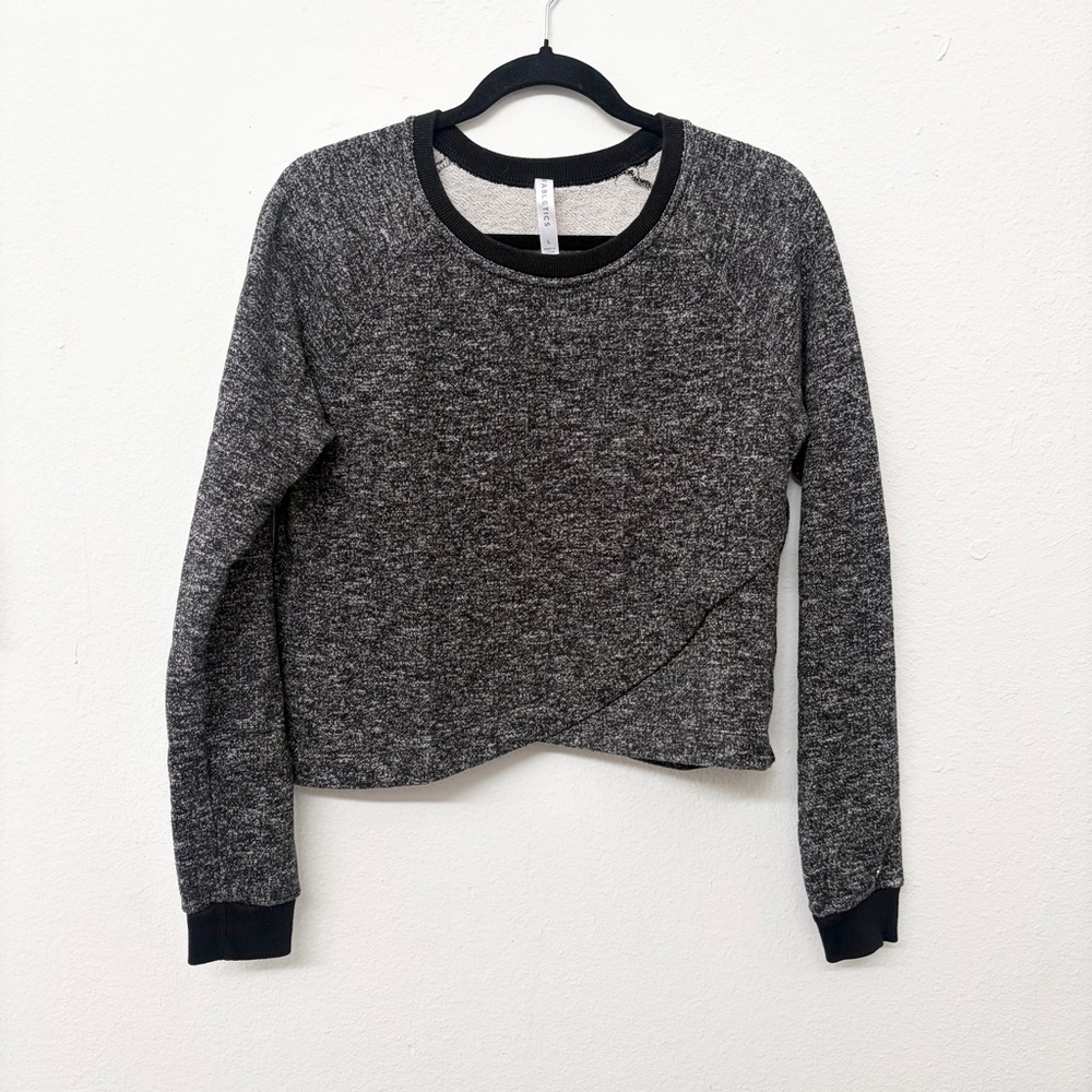 Fabletics Keeva Pullover Women's Black French Terry Crisscross Front Size L